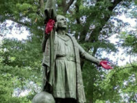 Vandals on Tuesday defaced a statue of Italian explorer Christopher Columbus sitting in New York City’s famed Central Park.