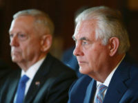 US Secretary of State Rex Tillerson and US Secretary of Defence Jim Mattis participate in a meeting at Government House in Sydney for the 2017 Australia-United States Ministerial Consultations (AUSMIN) on June 5, 2017 in Sydney, Australia. The Australia-US Ministerial Consultations (AUSMIN) are the principal forum for bilateral consultations with the United States. The annual meeting brings together the Australian Ministers for Foreign Affairs and for Defence with the US Secretaries of State and Defense, along with senior officials from both portfolios. It is the first AUSMIN meeting with the new Trump administration and discussions will include North Korea, Iraq, Syria, Afghanistan, and defeating Islamic State (IS). (Photo by Mark Metcalfe - Pool/Getty Images)