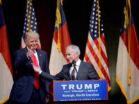 resumptive Republican presidential nominee Donald Trump stands next to Sen. Bob Corker (R-TN) during a campaign event at the Duke Energy Center for the Performing Arts on July 5, 2016 in Raleigh, North Carolina. Earlier in the day Hillary Clinton campaigned in Charlotte, North Carolina with President Barack Obama. (Photo by Sara D. Davis/Getty Images)