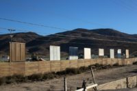 Eigth prototypes of US President Donald Trump's border wall being built near San Diego are seen from across the border in Mexico