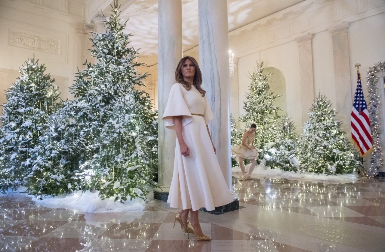 'She's Like An Angel' Melania Trump Stuns in Dior for Unveiling of