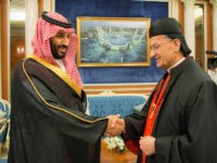 RIYADH, SAUDI ARABIA - NOVEMBER 14: (----EDITORIAL USE ONLY MANDATORY CREDIT - 'BANDAR ALGALOUD / SAUDI ROYAL COUNCIL / HANDOUT' - NO MARKETING NO ADVERTISING CAMPAIGNS - DISTRIBUTED AS A SERVICE TO CLIENTS----) Crown Prince and Defense Minister of Saudi Arabia Mohammad bin Salman (L) shakes hands with Maronite Patriarch of Antioch Bechara Boutros al-Rahi (R) during their meeting in Riyadh, Saudi Arabia on November 14, 2017. Bechara Boutros was handed an official invitation to Saudi Arabia. (Photo by Bandar Algaloud / Saudi Royal Council / Handout/Anadolu Agency/Getty Images)