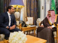 RIYADH, SAUDI ARABIA - NOVEMBER 06: (----EDITORIAL USE ONLY MANDATORY CREDIT - 'BANDAR ALGALOUD / SAUDI ROYAL COUNCIL / HANDOUT' - NO MARKETING NO ADVERTISING CAMPAIGNS - DISTRIBUTED AS A SERVICE TO CLIENTS----) King of Saudi Arabia Salman bin Abdulaziz Al Saud (R) receives Former Prime Minister of Lebanon Saad Hariri (L), who resigned recently, at Palace of Yamamah in Riyadh, Saudi Arabia on November 06, 2017. (Photo by Bandar Algaloud / Saudi Royal Council / Handout/Anadolu Agency/Getty Images)