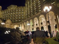 The motorcade carrying US Secretary of State John Kerry arrives at the Ritz-Carlton Hotel early in the morning in Riyadh on January 23, 2016, after a previous stop in Switzerland. The top US diplomat arrived from Switzerland in Saudi Arabia and next heads to Laos, Cambodia and China. AFP PHOTO / POOL / Jacquelyn Martin / AFP / POOL / JACQUELYN MARTIN (Photo credit should read JACQUELYN MARTIN/AFP/Getty Images)