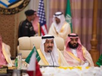 RIYADH, SAUDI ARABIA - MAY 21 : (----EDITORIAL USE ONLY MANDATORY CREDIT - 'BANDAR ALGALOUD / SAUDI ROYAL COUNCIL / HANDOUT' - NO MARKETING NO ADVERTISING CAMPAIGNS - DISTRIBUTED AS A SERVICE TO CLIENTS----) King of Saudi Arabia, Salman bin Abdulaziz Al Saud (C) attends the U.S. - Gulf Summit at King Abdul Aziz International Conference Center in Riyadh, Saudi Arabia May 21, 2017. The meeting is attended by leaders of Saudi Arabia, Qatar, Kuwait, Bahrain, the Crown Prince of Abu Dhabi and Omans deputy prime minister. (Photo by BANDAR ALGALOUD / SAUDI ROYAL COUNCIL / HANDOUT/Anadolu Agency/Getty Images)