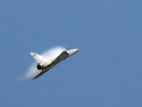 A French-made Mirage fighter flies over Ching Chuan Kang Air Base in Taiwan