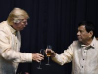 Trump (L) has so far appeared to be a fan of Duterte (R)