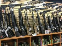 A weapons display in a gun shop in Las Vegas