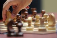 India's Vishwanathan Anand plays during a FIDE World chess championship match against Israel's Boris Gelfand in Moscow on May 30, 2012