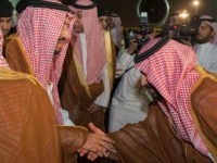 RIYADH, SAUDI ARABIA - NOVEMBER 11: (----EDITORIAL USE ONLY MANDATORY CREDIT - 'BANDAR ALGALOUD / SAUDI ROYAL COUNCIL / HANDOUT' - NO MARKETING NO ADVERTISING CAMPAIGNS - DISTRIBUTED AS A SERVICE TO CLIENTS----) King of Saudi Arabia Salman bin Abdulaziz Al Saud (L) is welcomed by Saudi Crown Prince and Defense Minister of Saudi Arabia Mohammad bin Salman al-Saud (R) at King Salman Air Base Airport in Riyadh, Saudi Arabia on November 11, 2017. (Photo by Bandar Algaloud / Saudi Royal Council / Handout/Anadolu Agency/Getty Images)