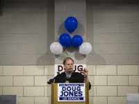 BIRMINGHAM, AL - NOVEMBER 18: Democratic candidate for U.S. Senate Doug Jones speaks at a fish fry campaign event at Ensley Park, November 18, 2017 in Birmingham, Alabama. Jones has moved ahead in the polls of his Republican opponent Roy Moore, whose campaign has been rocked by multiple allegations of sexual misconduct. (Photo by Drew Angerer/Getty Images)