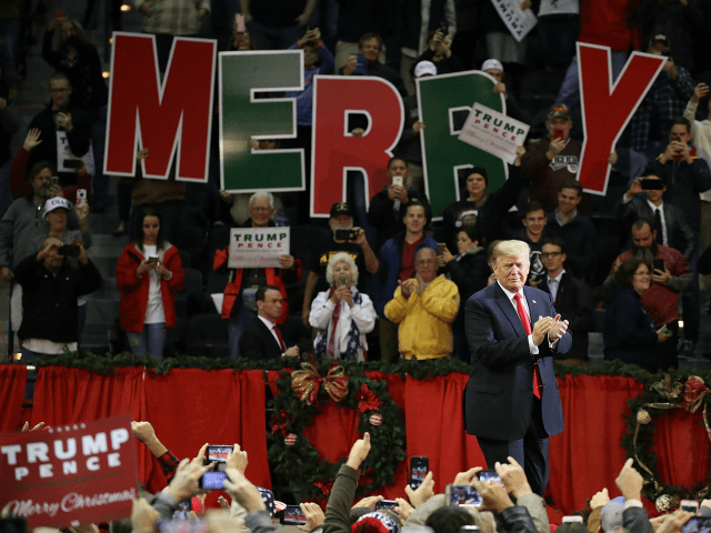 PENSACOLA, FL - DECEMBER 08: U.S. President Donald Trump walks on stage as he holds a rally at the Pensacola Bay Center on December 8, 2017 in Pensacola, Florida. Mr. Trump was expected to further endorse Alabama Republican Senatorial candidate Roy Moore who is running against Democratic challenger Doug Jones in the adjacent state. (Photo by Joe Raedle/Getty Images)