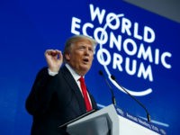 President Donald Trump delivers a speech to the World Economic Forum, Friday, Jan. 26, 2018, in Davos. (AP Photo/Evan Vucci)