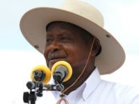 Uganda's President Yoweri Museveni delivers a speech during the ceremony marking the laying of the foundation stone for the starting point of the East Africa Crude Oil Pipeline (EACOP) in Kabaale. The Ugandan government plans to construct an oil pipeline of over 1,400 kilometres from western Uganda, where 6.5 billion barrels of oil have been discovered, to the Indian Ocean coast of Tanzania by 2020. / AFP PHOTO / GAEL GRILHOT (Photo credit should read GAEL GRILHOT/AFP/Getty Images)