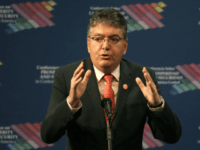 Colombia's Minister of Finance Mauricio Cardenas speaks during the Conference on Prosperity and Security in Central America, Thursday, June 15, 2017, in Miami. (AP Photo/Lynne Sladky, Pool)