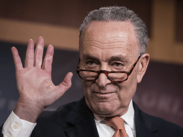 enate Minority Leader Chuck Schumer, D-N.Y., explains to reporters how his negotiations with President Donald Trump broke down yesterday as quarreling politicians in Washington eventually failed to keep their government in business, at the Capitol in Washington, Saturday, Jan. 20, 2018. (AP Photo/J. Scott Applewhite)