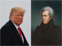 Donald Trump and portrait of Andrew Jackson
