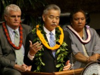 Hawaii Gov. David Ige delivers his annual State of the State address in Honolulu on Monday, Jan. 22, 2018. Ige voiced his opposition to Trump administration policies but didn't mention a missile alert mistakenly sent to residents and visitors statewide a week ago. (AP Photo/Jennifer Sinco Kelleher)