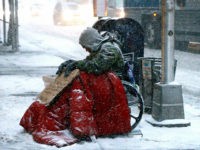 NEW YORK, NY - JANUARY 4: A Homeless man pictured during the 'Bomb Cyclone' storm in New York City on January 4, 2018. Credit: RW/MediaPunch/IPX