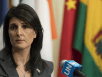 American Ambassador to the United Nations Nikki Haley speaks to reporters Tuesday, Jan. 2, 2018, at United Nations headquarters. Haley said the U.S. is calling for U.N. Security Council and Human Rights Council emergency sessions on Iran. (AP Photo/Mary Altaffer)