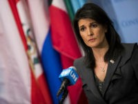 NEW YORK, NY - JANUARY 02: U.S. ambassador to the United Nations Nikki Haley speaks during a brief press availability at United Nations headquarters, January 2, 2018 in New York City. She discussed protests in Iran and the North Korea nuclear threat. (Photo by Drew Angerer/Getty Images)