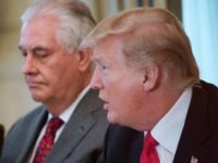 President Donald Trump, flanked by Secretary of State Rex Tillerson, told members of the UN Security Council at a White House luncheon on Monday that they should act to counter Iranian 'destabilization.'