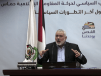 Palestinian Hamas top leader Ismail Haniyeh, gives a speech during a press conference in his office in Gaza City, Tuesday, Jan. 23, 2018. Haniyeh says that U.S. Vice President Mike Pence’s tour in Israel was “unwelcome,” adding that his speech before the Israeli parliament a day earlier “proves the USA has a strategic alliance with the Zionist entity.” (AP Photo/ Khalil Hamra)