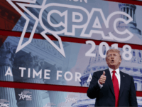 President Donald Trump gives a thumbs up after delivering remarks to the Conservative Political Action Conference, Friday, Feb. 23, 2018, in Oxon Hill, Md. (AP Photo/Evan Vucci)