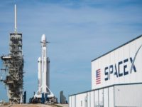 The SpaceX Falcon Heavy sits on Pad 39A at the Kennedy Space Center in Florida ahead of its expected launch