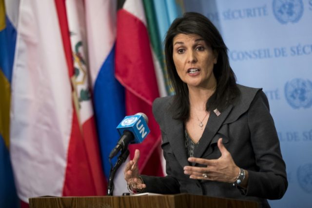 US ambassador to the United Nations Nikki Haley is urging Russia to use its leverage to "push the Assad regim to do what it plainly does not want to do"