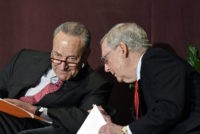 Schumer McConnell's Turf Charles Schumer, Mitch McConnell Senate Minority Leader Charles Schumer, D N.Y., left, talks with Senate Majority Leader Mitch McConnell, R Ky., before his speech at the McConnell Center's Distinguished Speaker Series Monday, Feb. 12, 2018, in Louisville, Ky. (AP Photo/Timothy D. Easley) Charles Schumer, Mitch McConnell