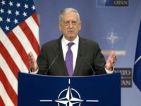 U.S. Secretary for Defense Jim Mattis addresses a media conference after a meeting of NATO defense ministers at NATO headquarters in Brussels on Thursday, Feb. 15, 2018. (AP Photo/Virginia Mayo)