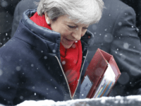 British Prime Minister Theresa May leaves 10 Downing street for the weekly Prime Minister Question (PMQ) session in the House of Commons in London on February 28, 2018. / AFP PHOTO / Tolga AKMEN (Photo credit should read TOLGA AKMEN/AFP/Getty Images)