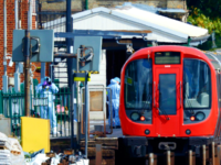 Police forensics officers works alongside an underground tube train at a platform at Parsons Green underground tube station in west London on September 15, 2017, following an incident on an underground tube carriage at the station. British police are treating an incident on a London Underground train on Friday as an act of terrorism, saying 'a number of people' had been injured. Twenty-two people were injured after a bomb blast on a packed London Underground train on Friday, the National Health Service said in a statement. / AFP PHOTO / Adrian DENNIS / (Photo credit should read ADRIAN DENNIS/AFP/Getty Images)