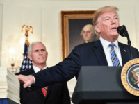 US President Donald Trump speaks about the spending bill during a press conference in the Diplomatic Reception Room at the White House on March 23, 2018. / AFP PHOTO / Nicholas Kamm (Photo credit should read NICHOLAS KAMM/AFP/Getty Images)