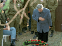 General Antoine Lahad commander of the Israeli-backed South Lebanese Army, pays his respects Tuesday, March 2, 1999, during the funeral ceremony for Brig. General Erez Gerstein at Kibbutz Reshafim in northern Israel. In the past week, the Shiite Muslim guerrilla group Hezbollah has killed seven Israelis, including Gerstein, in southern Lebanon.(AP PHOTO/Nati Harnik)