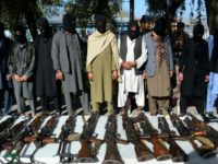 Captured alleged Taliban fighters being presented to the media by police in Jalalabad earlier this month