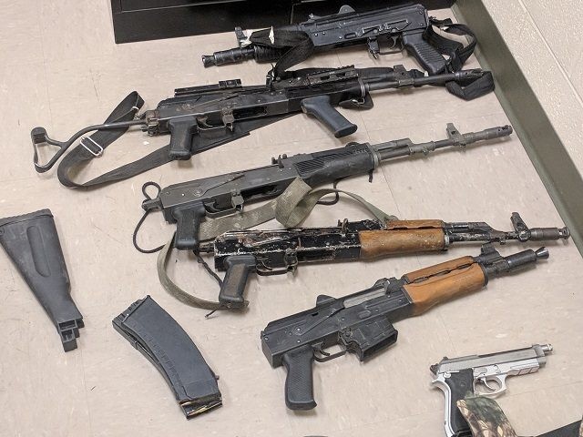 Assault-Style firearms found by Border Patrol agents on three Mexican nationals.