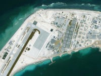 MISCHIEF REEF, CHINA - MAY 1, 2016: DigitalGlobe high-resolution imagery (closeup-1) from 1 May 2016 shows significant development at Mischief Reef. (Photo DigitalGlobe via Getty Images)