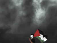 A protester holding a Palestinian flag flashes the victory sign for a photographer during a protest at the Gaza Strip border with Israel, in eastern Gaza City, Wednesday, April 4, 2018. A leading Israel human rights group urged Israeli forces in a rare step Wednesday to disobey open-fire orders unless Gaza protesters pose an imminent threat to soldiers' lives. (AP Photo/Khalil Hamra)