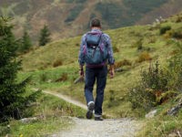 man on hiking path