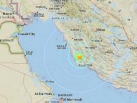 Site of earthquake near Bushehr, Iran on April 19, 2018. (Screen capture: USGS National Earthquake Information Center)