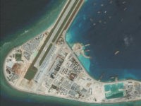 SUBI REEF, SOUTH CHINA SEA - NOV 10, 2016: DigitalGlobe imagery (Closeup-3) of the Subi Reef in the South China Sea, a part of the Spratly Islands group. Photo DigitalGlobe via Getty Images.