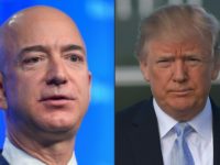 This combination of pictures  shows Amazon founder Jeff Bezos (L), who also owns The Washington Post, and US President Donald Trump