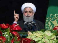 Iranian President Hassan Rouhani delivers a speech in Tehran on February 11, 2018