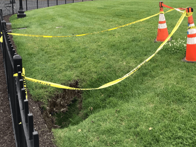 A sinkhole appears in the White House lawn Charlie Spiering/Breitbart News