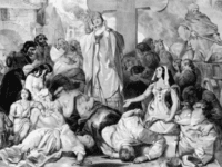 People praying for relief from the bubonic plague, circa 1350. Original Artwork: Designed by E Corbould, lithograph by F Howard. (Photo by Hulton Archive/Getty Images)