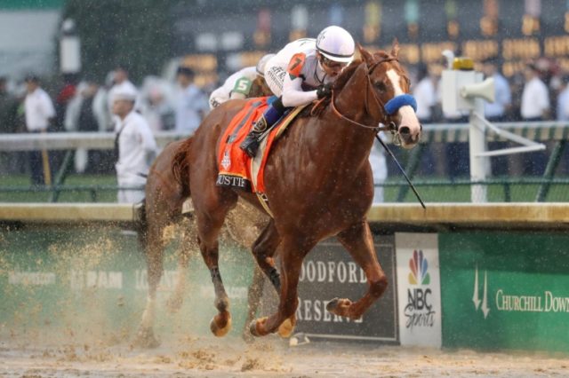 Unbeaten Justify wins Kentucky Derby despite record rain