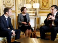 Before the conference started, French President Emmanuel Macron met Libya's UN-backed Prime Minister Fayez al-Sarraj at the Elysee Palace in Paris Before the conference started, French President Emmanuel Macron met Libya's UN-backed Prime Minister Fayez al-Sarraj at the Elysee Palace in Paris