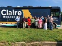 Claire-McCaskill-campaign-RV-facebook Missouri Sen. Claire McCaskill and group of people outside campaign RV.